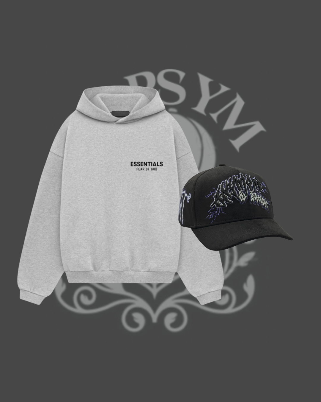 Hoodie Essentials Dark Oatme - Gris obsc - Con Gorra Innedit Anymore