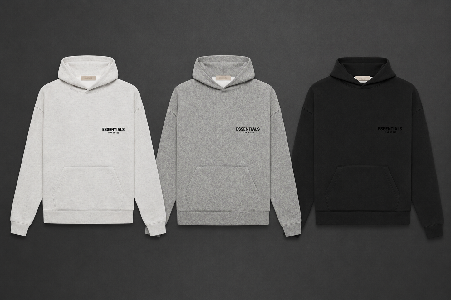 Essentials Hoodies 3 Pack - Black, Dark Oatmeal, Light Oatmeal