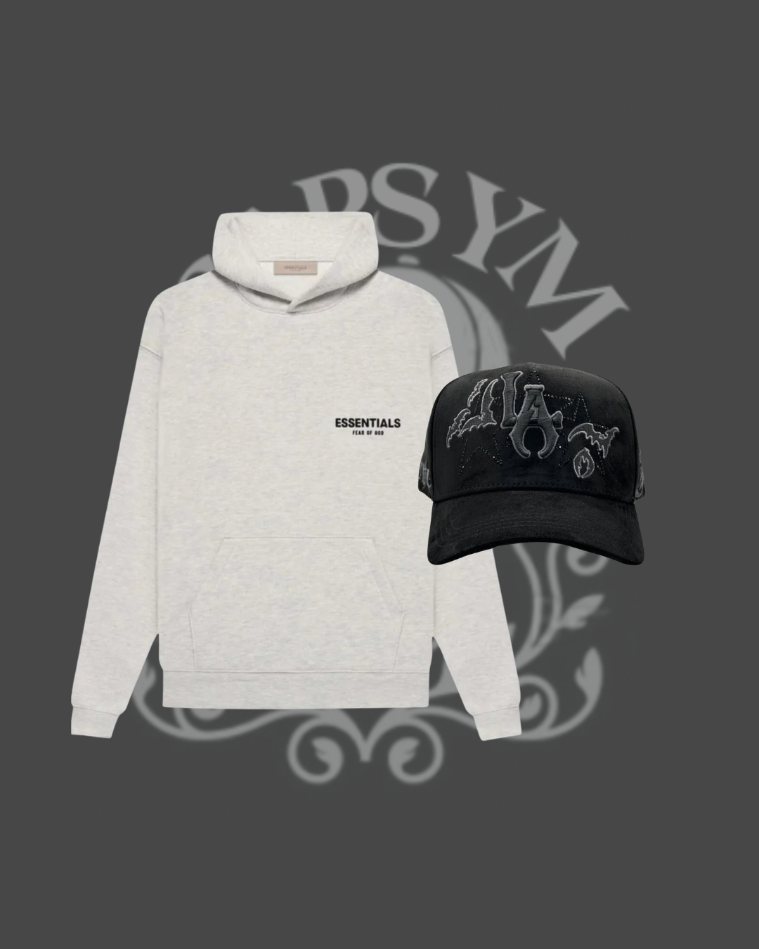 Hoodie Essentials Light Oatme - Gris claro - Con Gorra Innedit Bruce Wayne