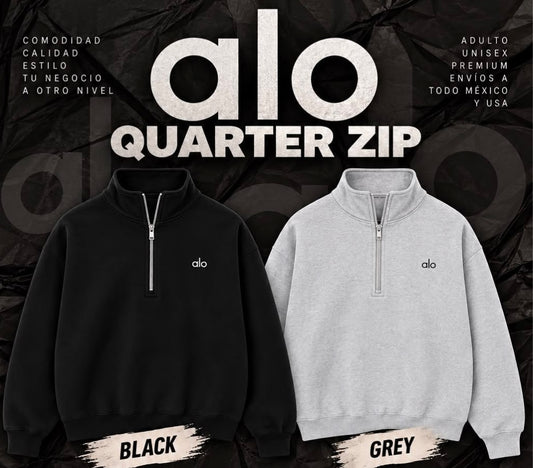 Lote 5 Hoodies Quarter Zip ALO (Gris y Negro)