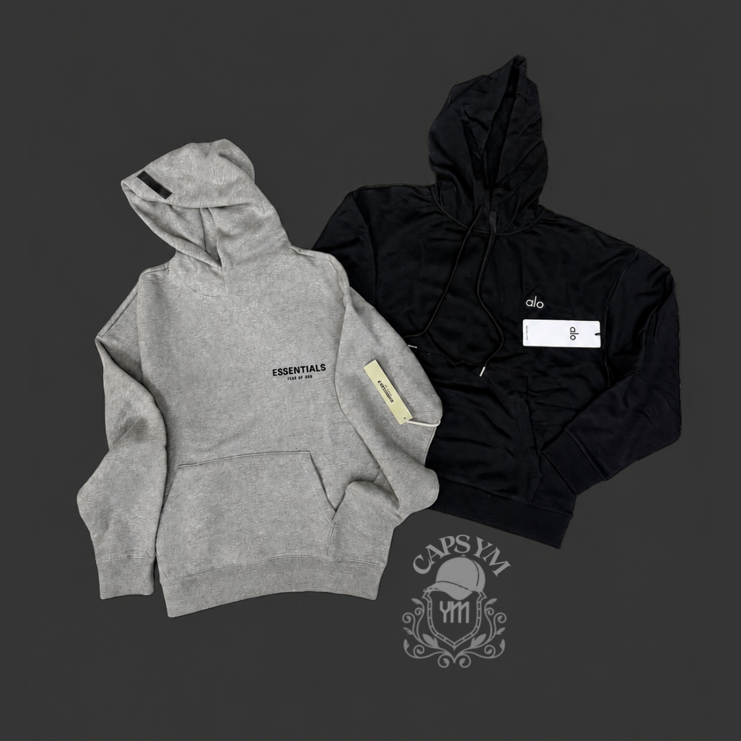 2Pack Hoodies - Alo Negra y Essentials Gris Obscuro XS