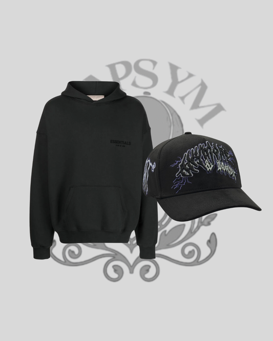 Hoodie Essentials Dark - Negra - Con Gorra Innedit Anymore