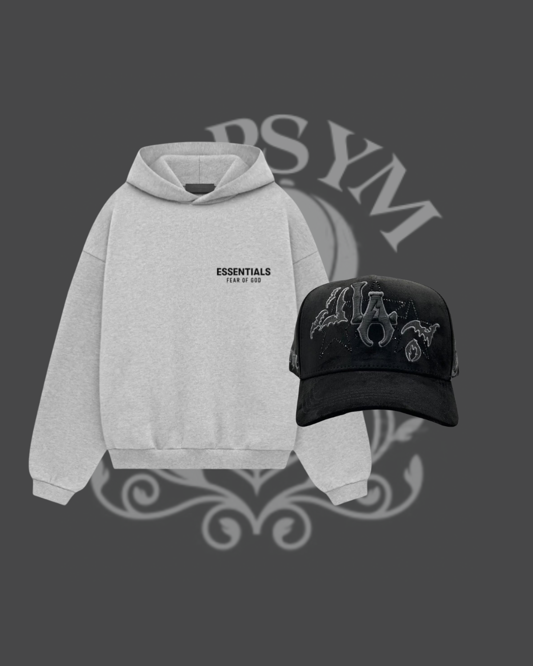Hoodie Essentials Dark Oatme - Gris obsc - Con Gorra Innedit Bruce Wayne