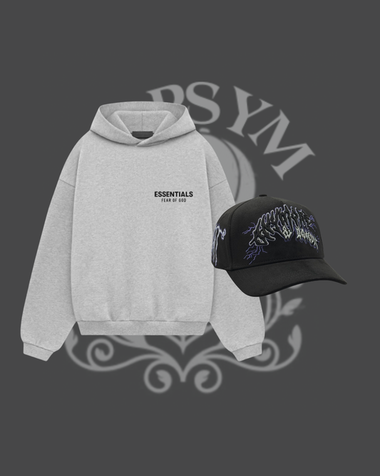 Hoodie Essentials Dark Oatme - Gris obsc - Con Gorra Innedit Anymore