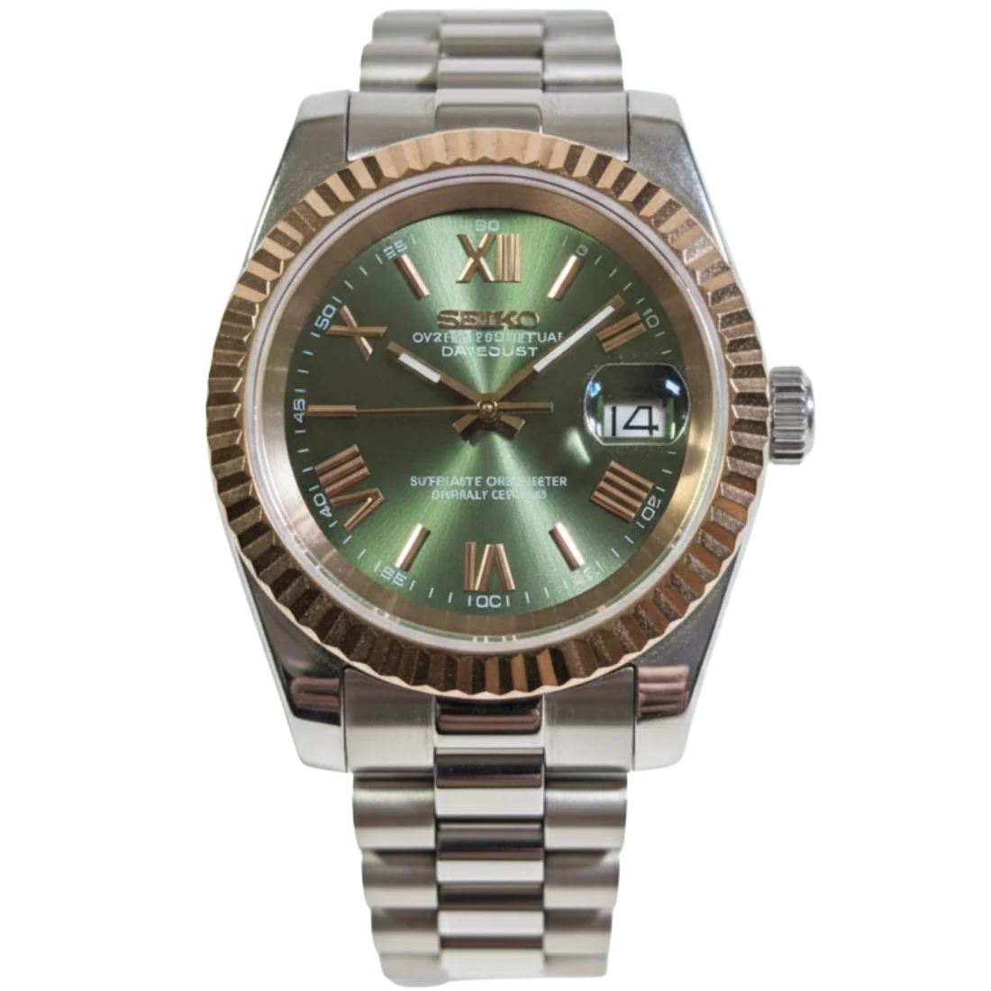 SEIKO-LEX ROSE GOLD OLIVE ROMAN PRESIDENT DJ