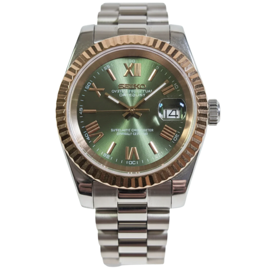 SEIKO-LEX ROSE GOLD OLIVE ROMAN PRESIDENT DJ
