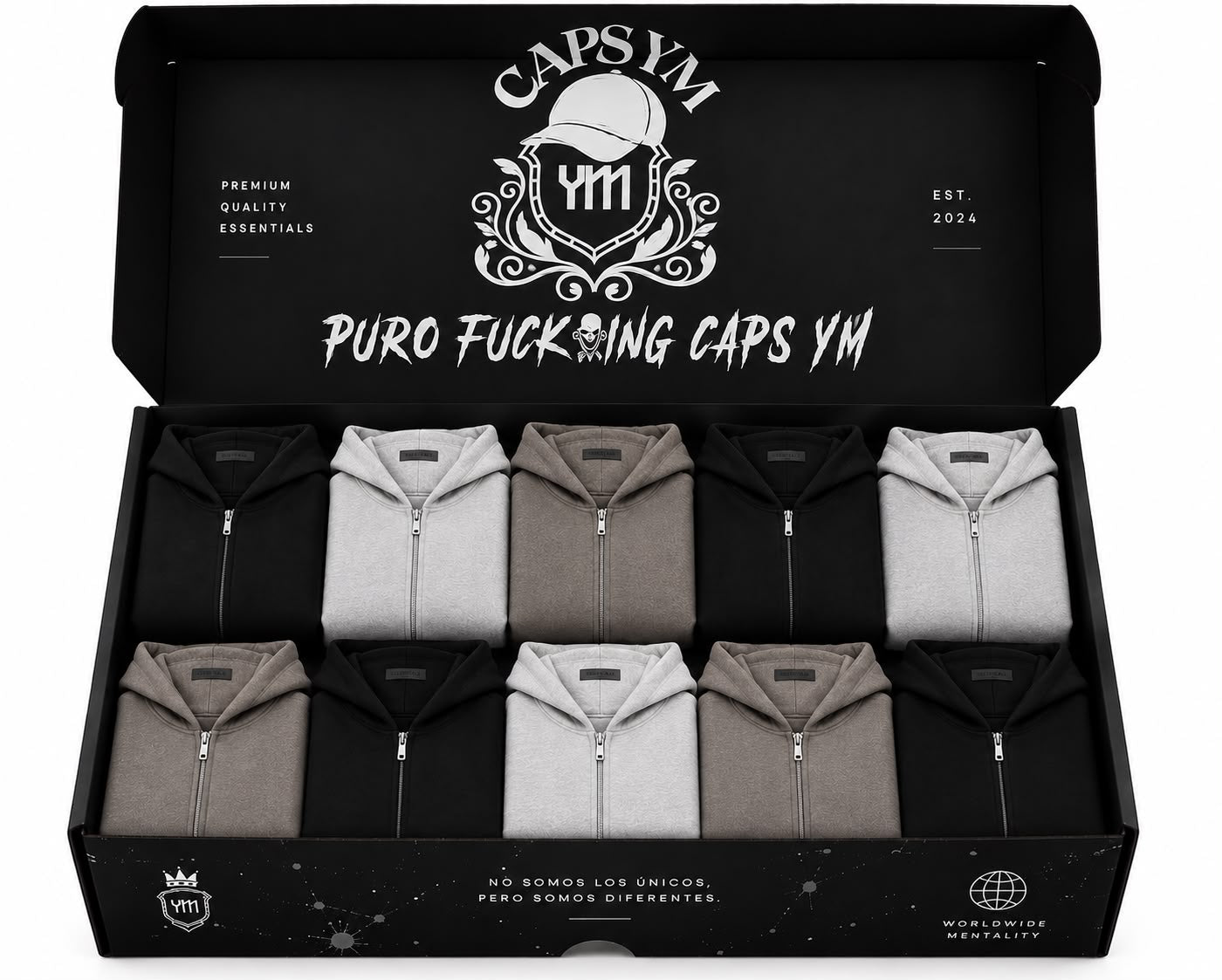 Lote de 10 Hoodies Essentials Zipper